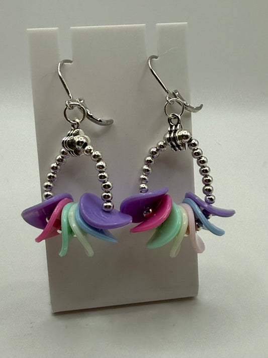 Pastel Hoop Earrings – Colorful Beaded Earrings – Handmade Lightweight Dangle Earrings – Fun Festival Jewelry – Gift for Her