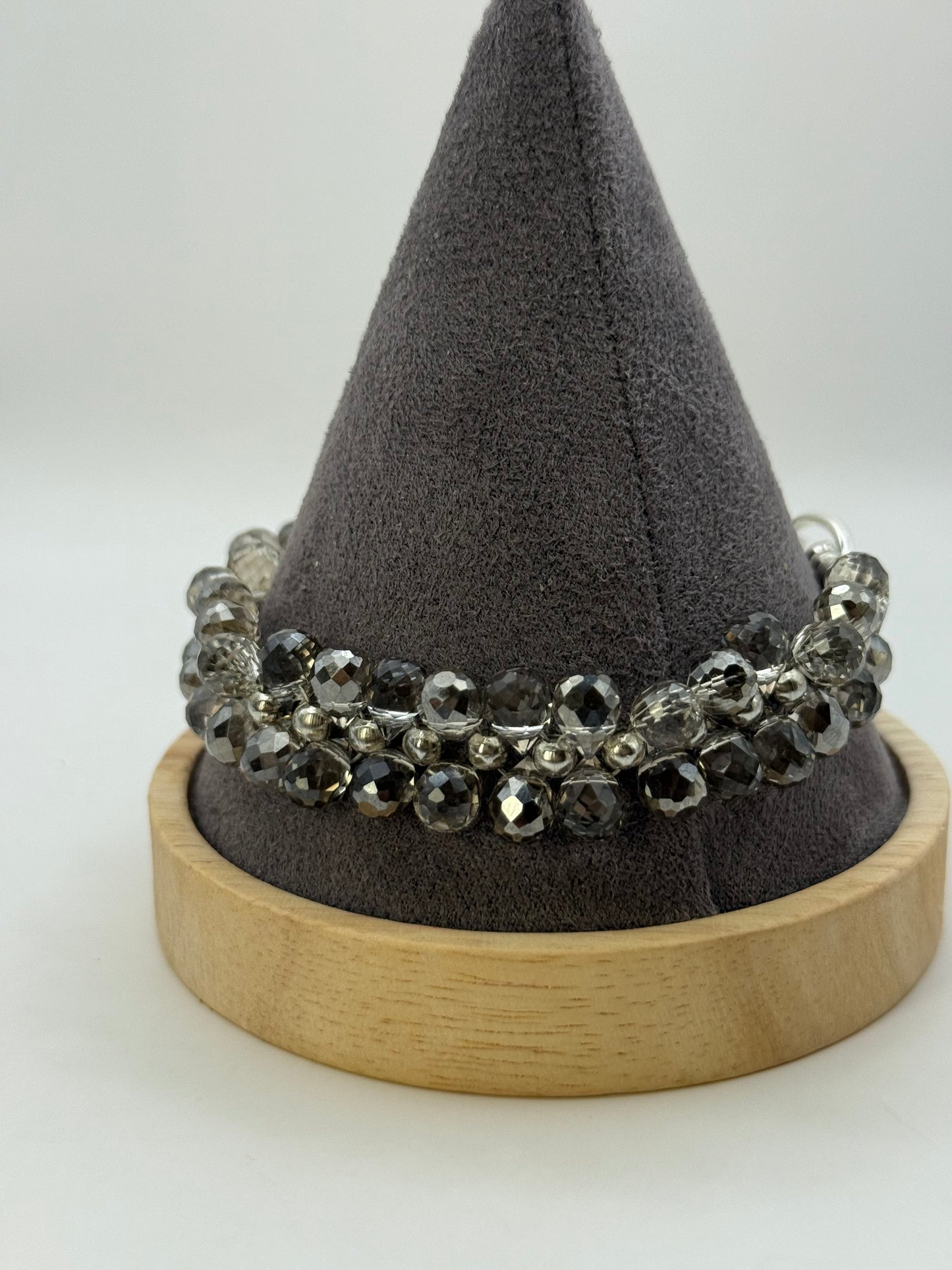 Elegant 7.5” Faceted Bead Clasp Bracelet | Sparkling Silver Tone Jewelry