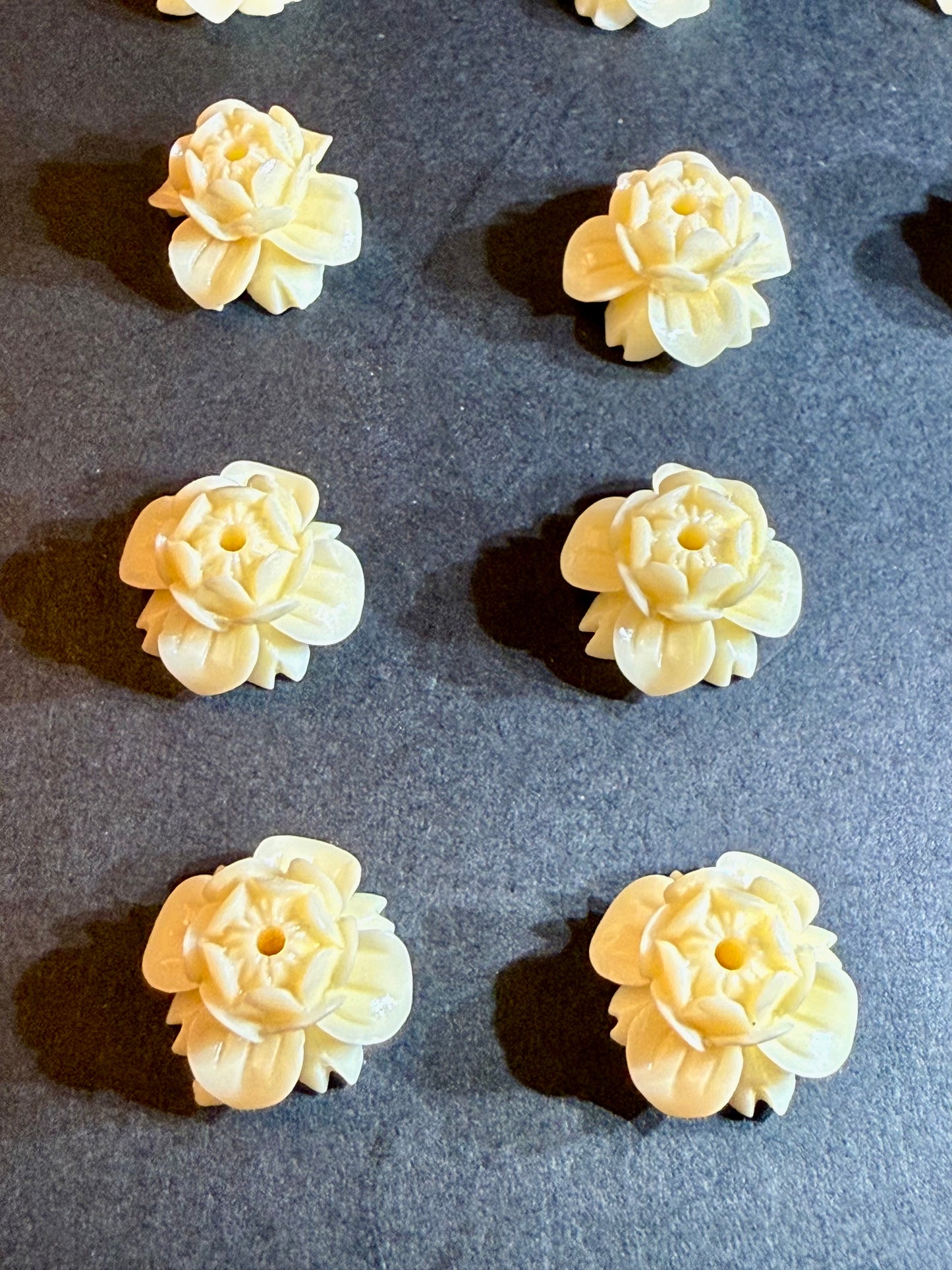DESTASH - Natural Shell Carved Rose Bloom - Great for drop earrings. Set of 10