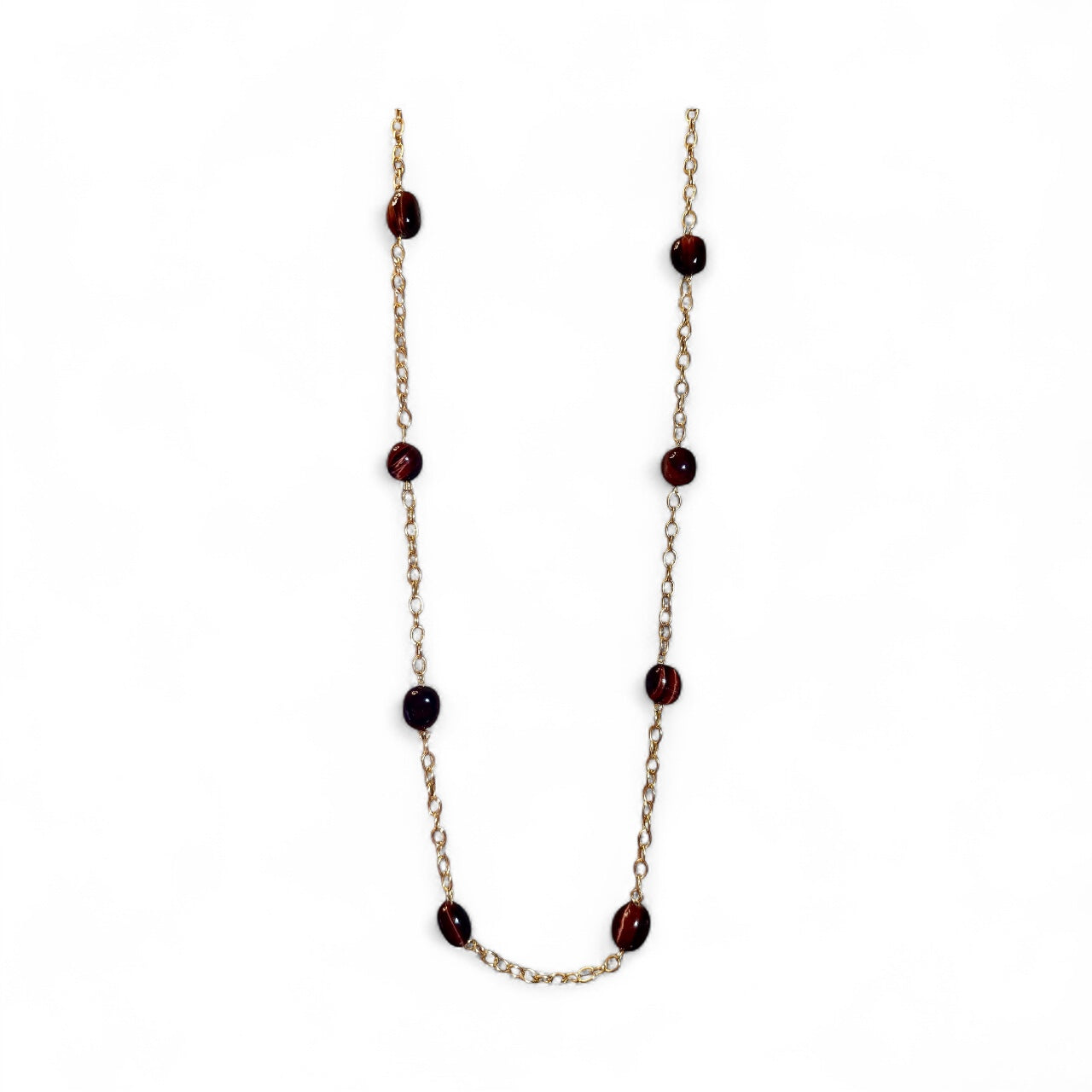 26” Tiger Eye Nugget Necklace with 8” Matching Bracelet | Gold Tone Chain Set | Handmade Gemstone Jewelry by LuckyCharm Boutique TX