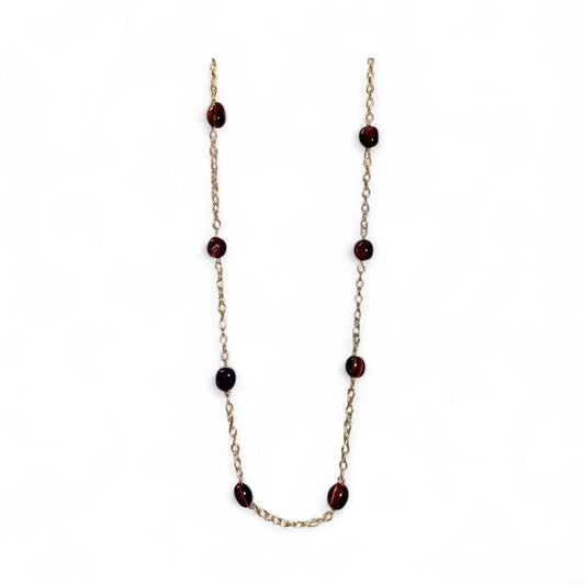 26” Tiger Eye Nugget Necklace with 8” Matching Bracelet | Gold Tone Chain Set | Handmade Gemstone Jewelry by LuckyCharm Boutique TX