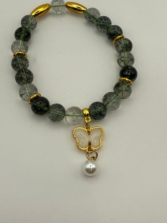 Phantom Quartz Butterfly Elastic Bracelet 7.5"