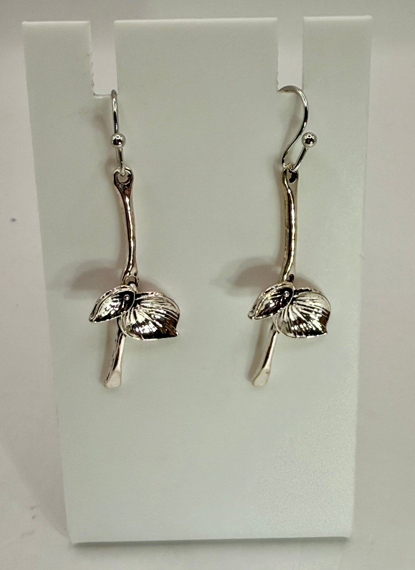 Silver Leaf Earrings – Botanical Dangle Earrings, Nature Inspired Jewelry, Lightweight Drop Earrings, Gift for Her