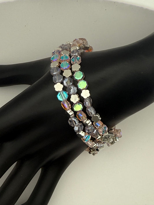 Blush Pink wrap bracelet with petal accents