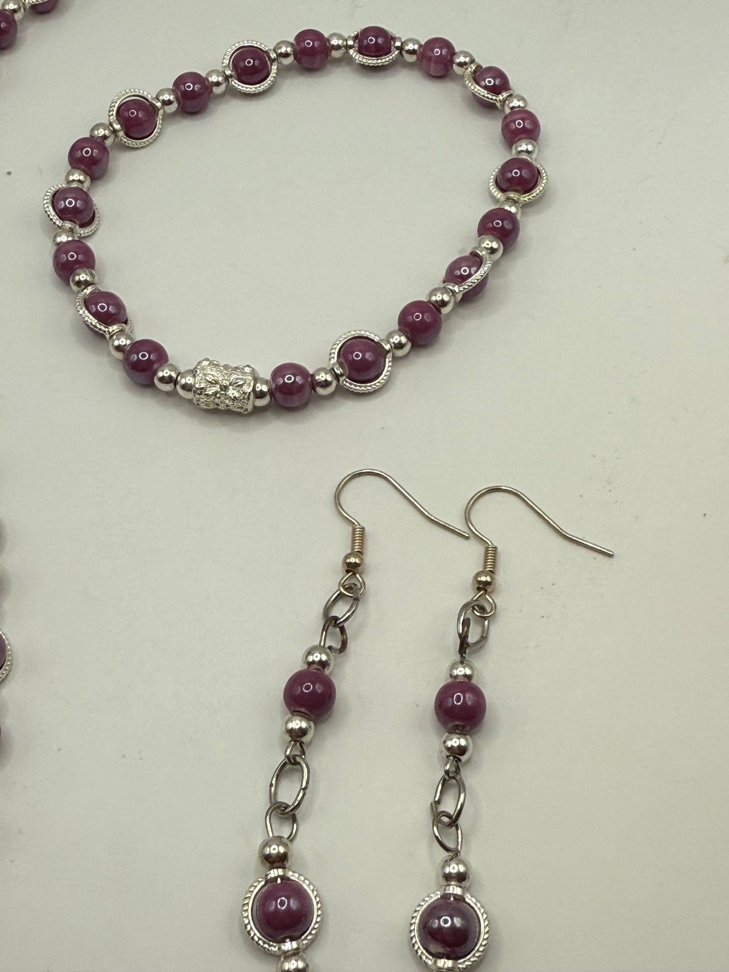 22” Purple Beaded Necklace & 7.5” Stretch Bracelet Set | Free Bracelet Resizing | Handmade Jewelry Gift for Her
