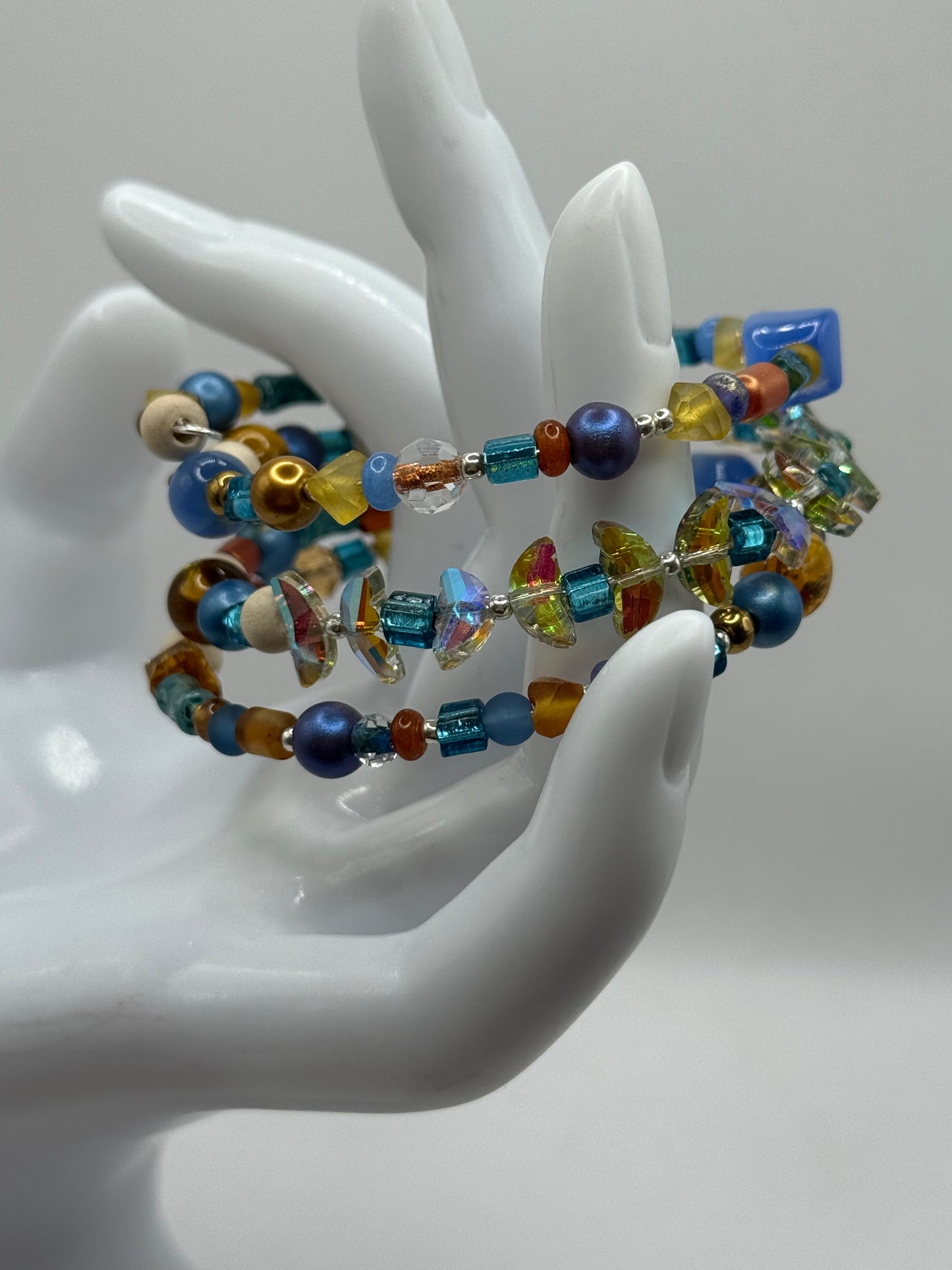 Autumn Inspired Wrap Bracelet | Handmade Beaded Bracelet in Fall Colors | Adjustable Fit Jewelry Gift for Her