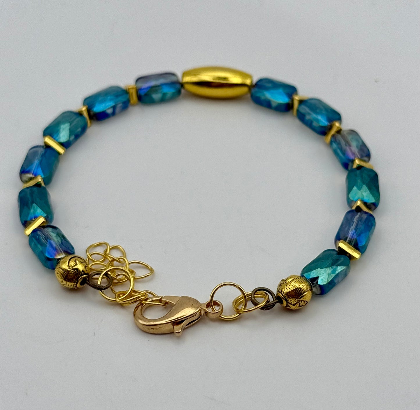Blue and Green Prism Bracelet 7.5"