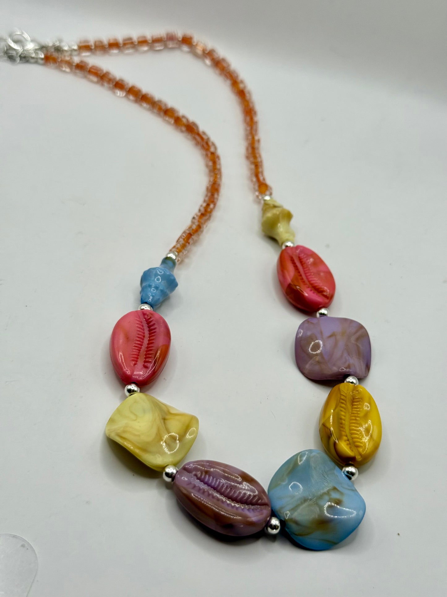 Chunky Seashell Necklace & Earrings Set – 20” Summer Statement Jewelry, Ocean Inspired, Colorful Beach Boho Gift for Her