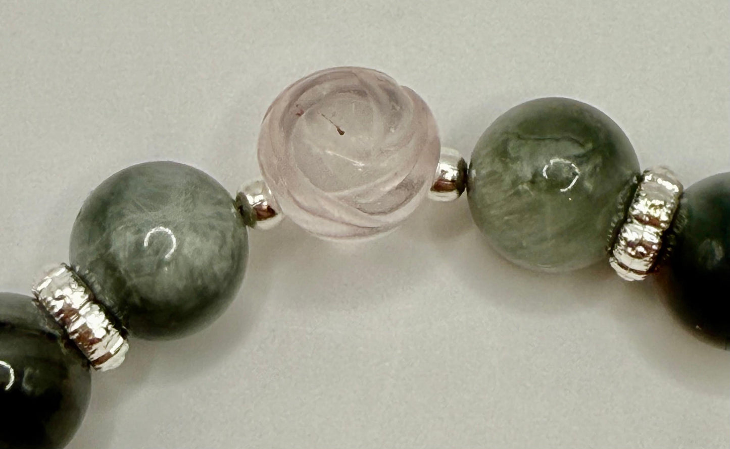 Ocean Jasper with Fluorite Roses Wired Bracelet 7.5"-7.75"