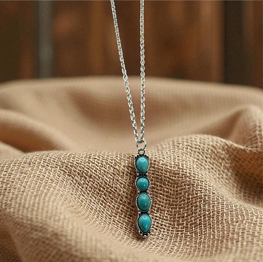 Turquoise Howlite Necklace & Earrings Set – 18" Silver Chain with Free Matching Earrings