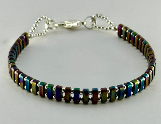 Rainbow Hematite Bracelet 7.25"