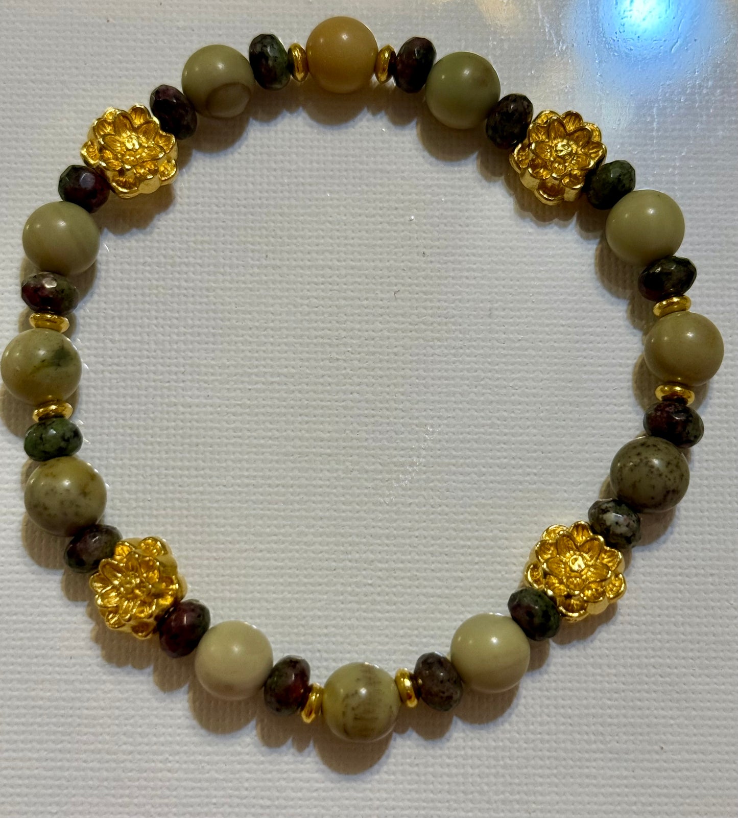 Serpentine Jasper (Green) Stretch Bracelet 7.5"