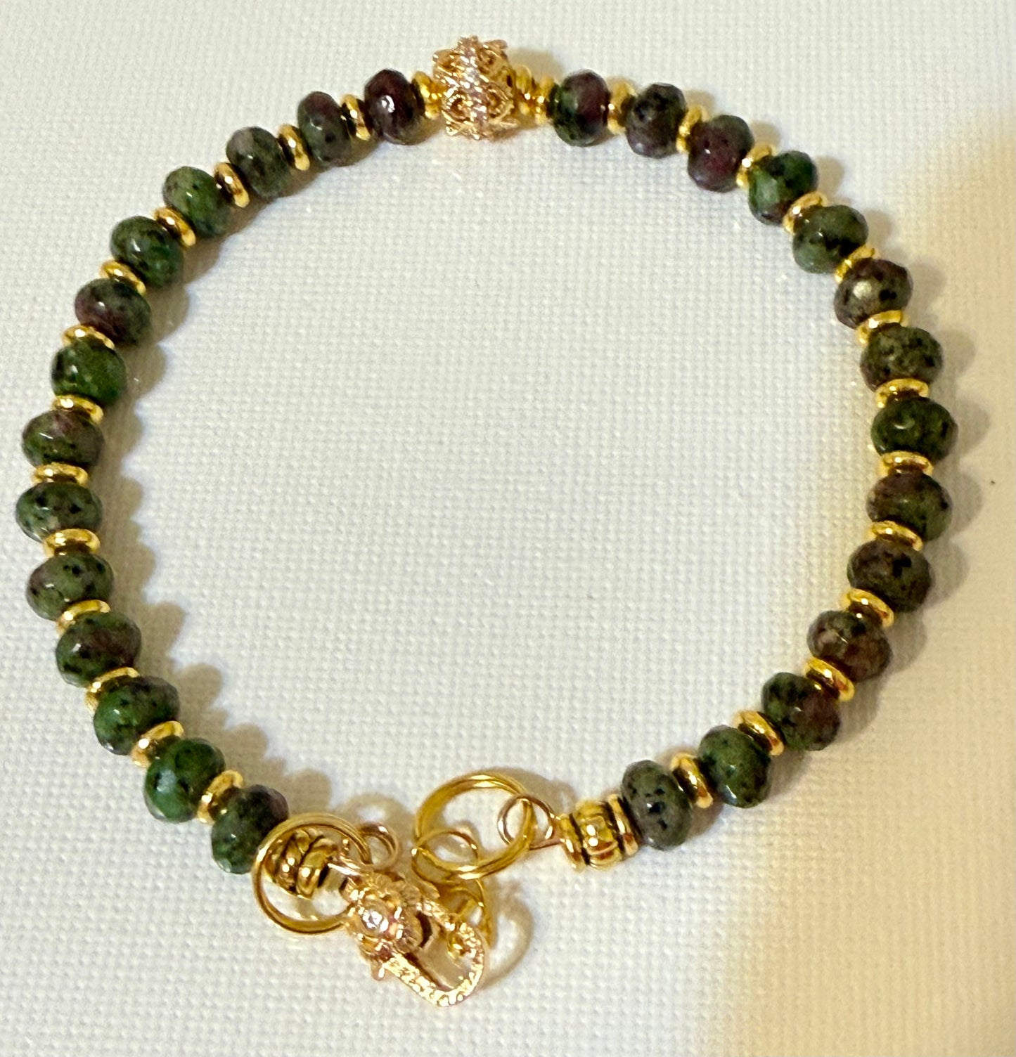 Zoisite with Ruby Inclusion with Gold Accents 7.75"