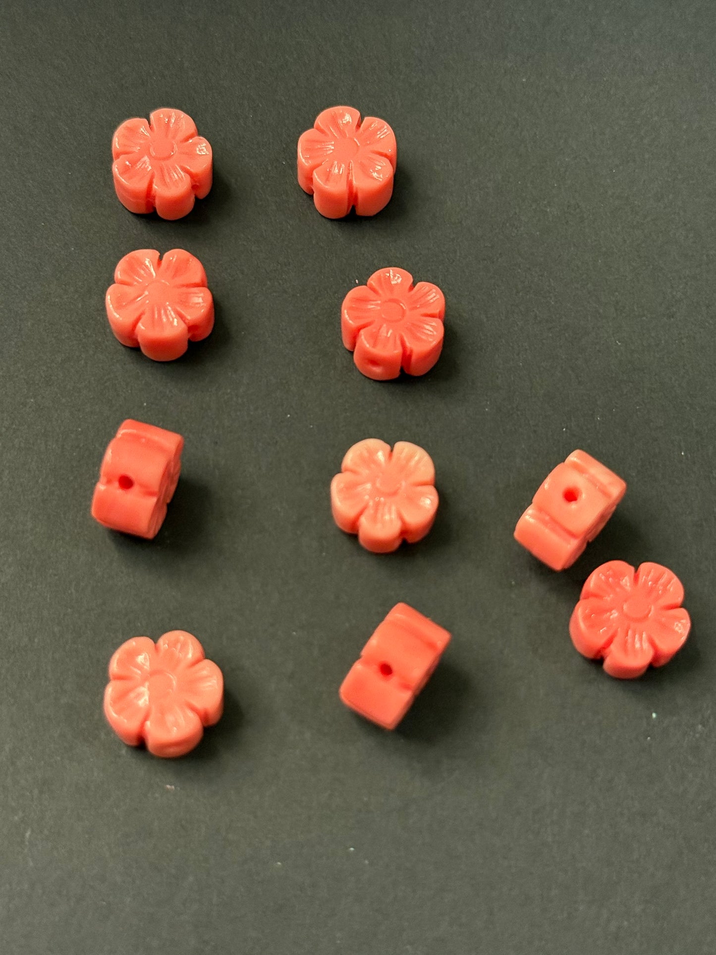 DESTASH - Peach/Pink Hibiscus Shell Focal. Set of 10