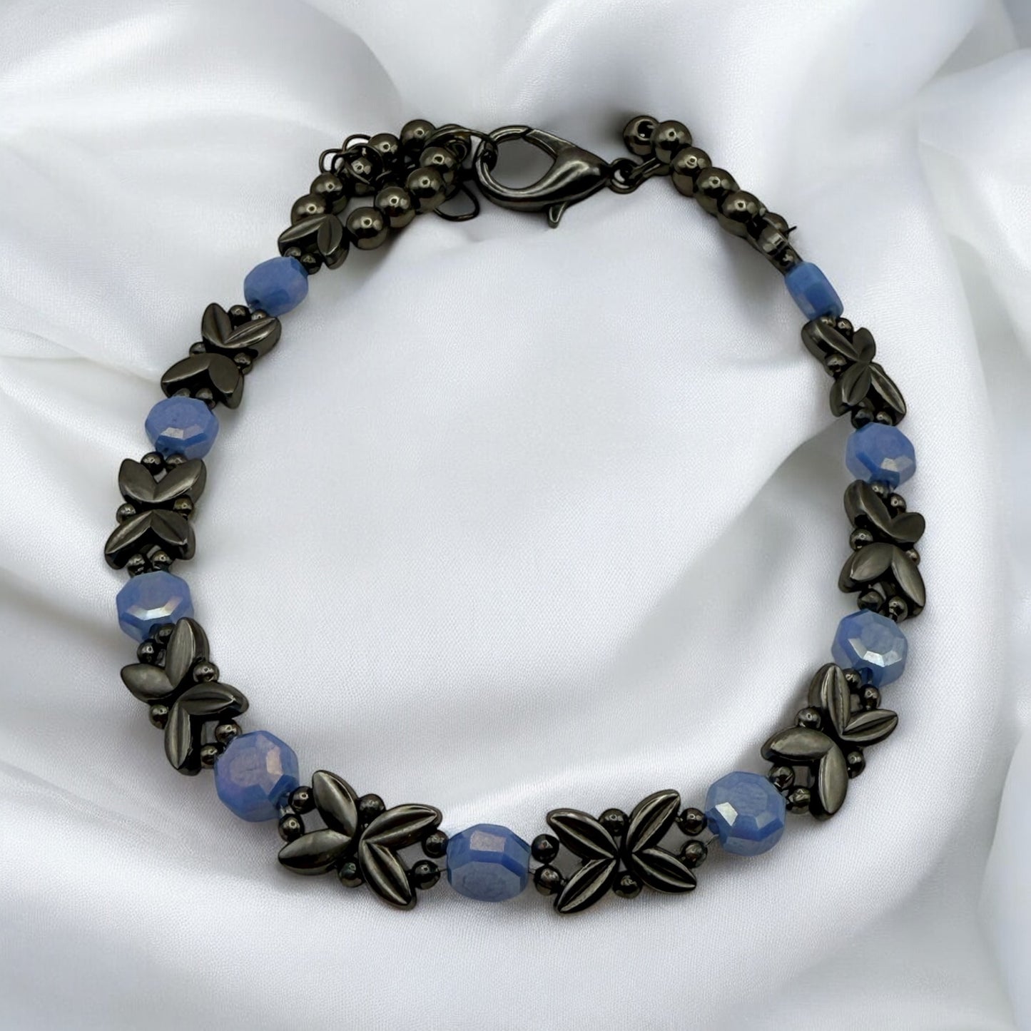 Blue and Black Butterfly Bracelet 7"