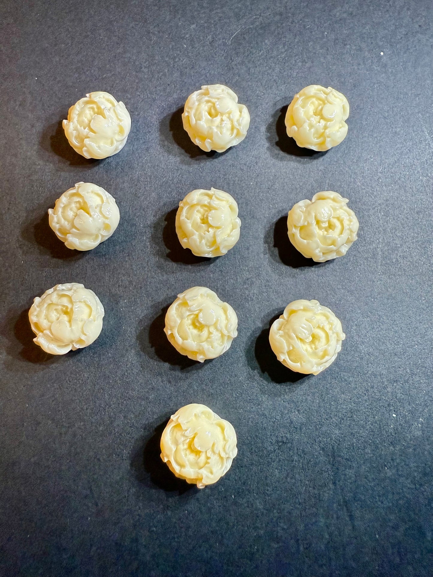 DESTASH - Natural Shell Carved Roses Focals Set of 10