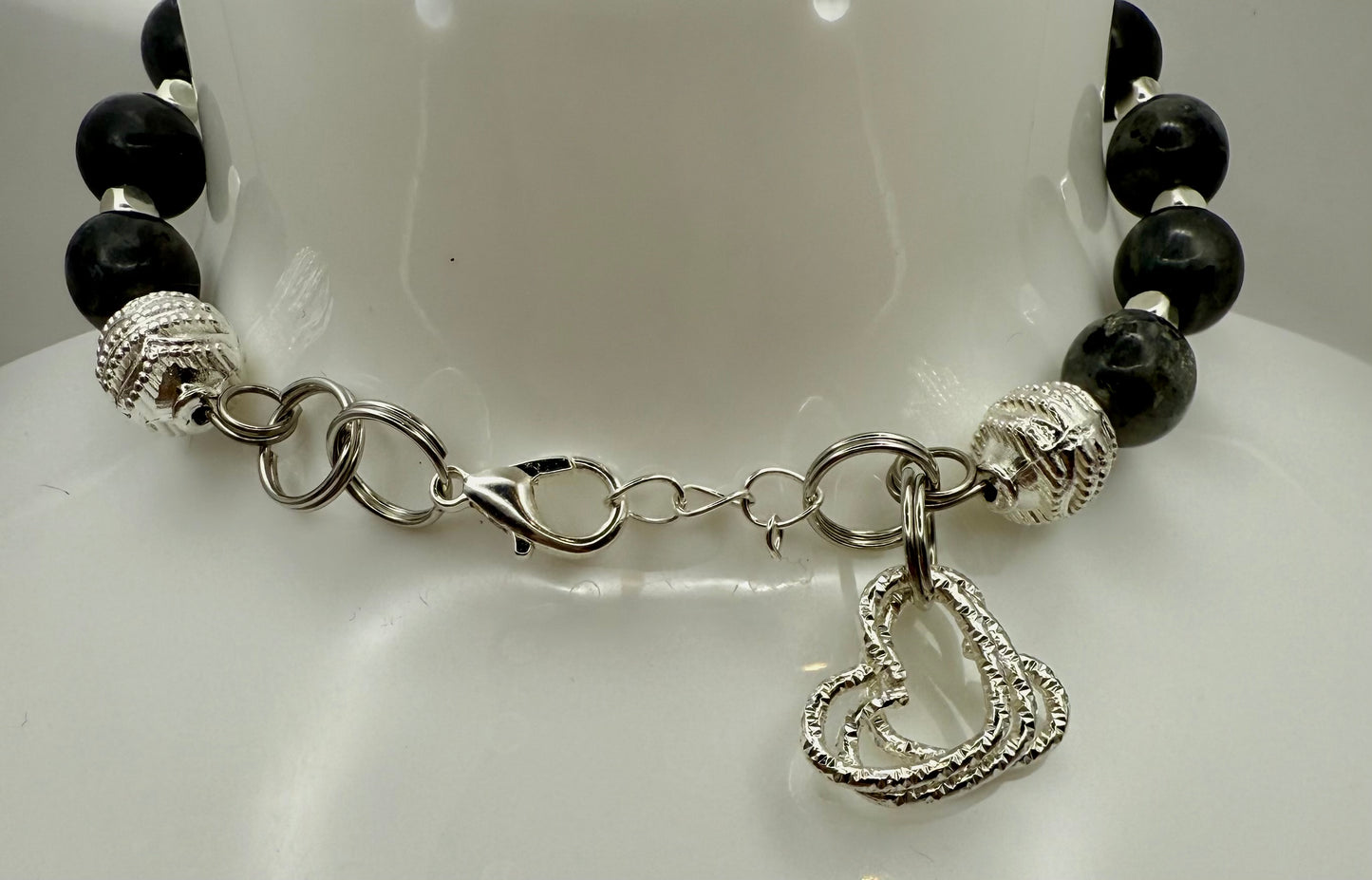 Spectrolite and Silver wired bracelet 7.5"