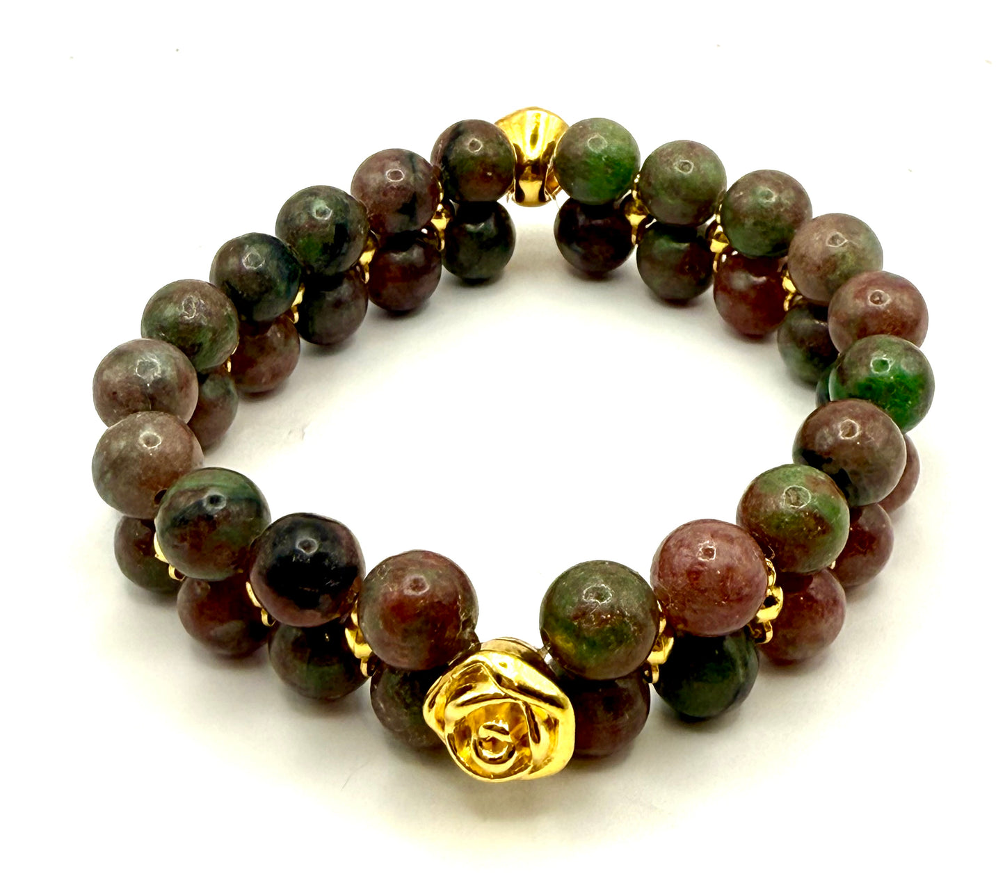 Colorful Unakite 8mm Double Strand Stretch Bracelet 7.75"