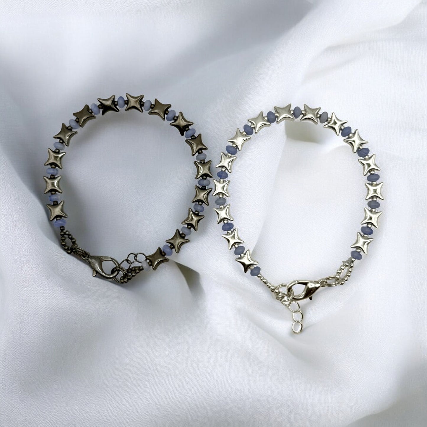Celestial Dreams Bracelet Duo – Handmade Star Bead Bracelets – 7.5” - Resizing Available