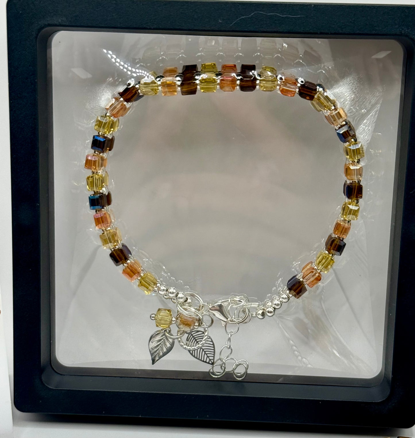 Autumn Jewelry Set – 20” Necklace, 8” Bracelet & Earrings | Fall Leaf Charm Beaded Set | Handmade Gift for Her