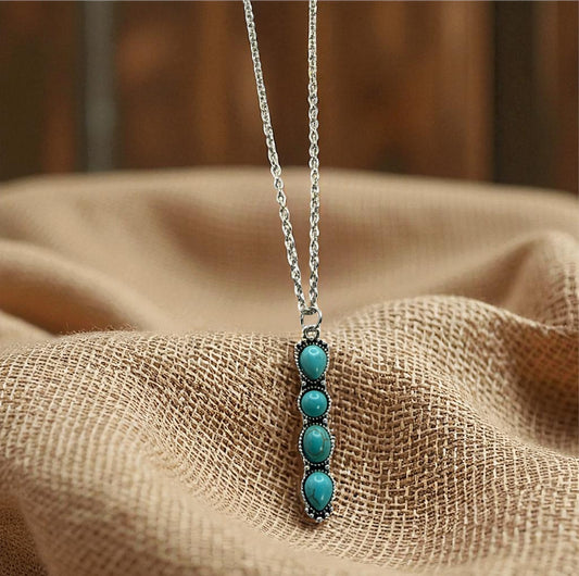Turquoise Howlite Necklace & Earrings Set – 18” Silver Chain with Free Matching Earrings