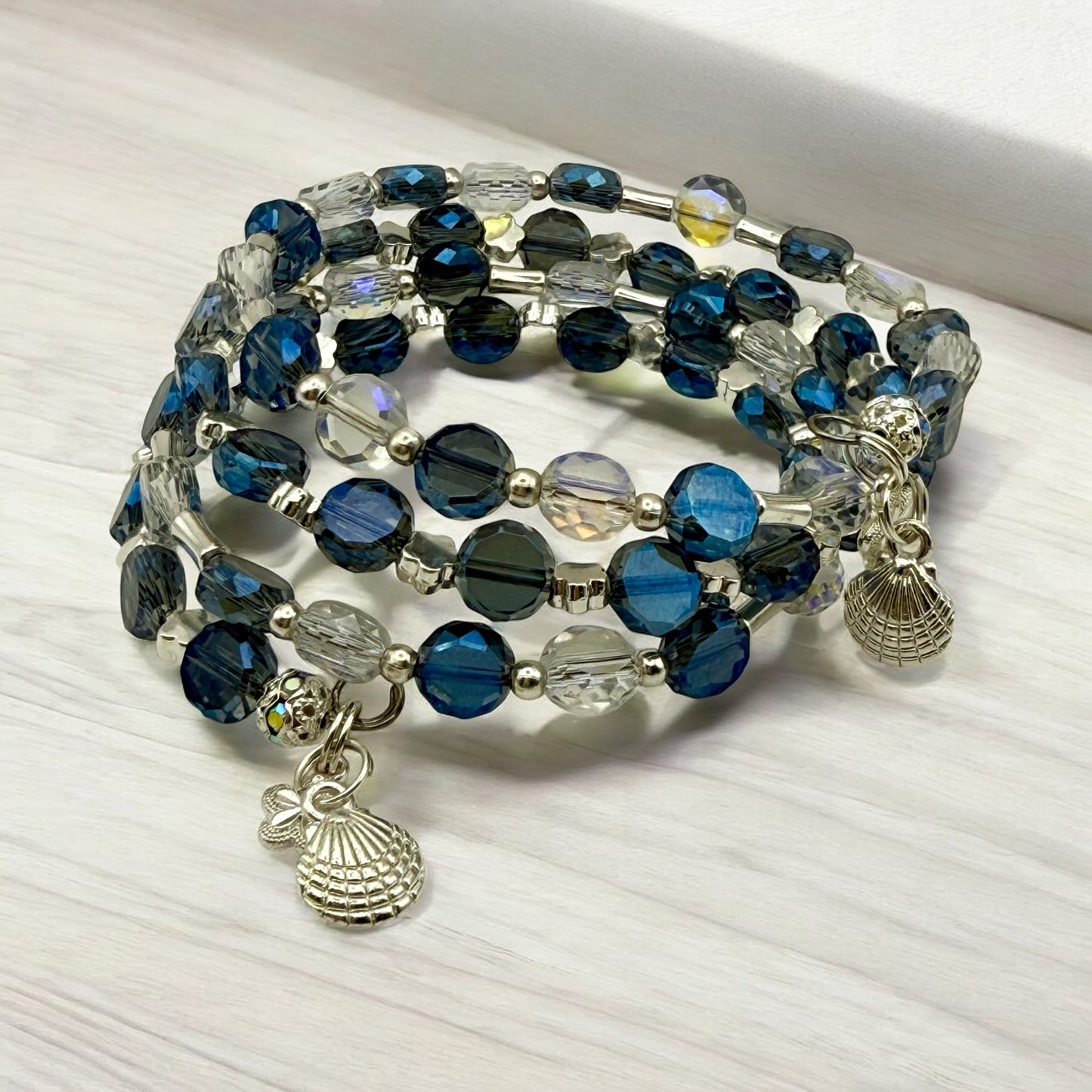 Caribbean Waters Wrap Bracelet with silver accents