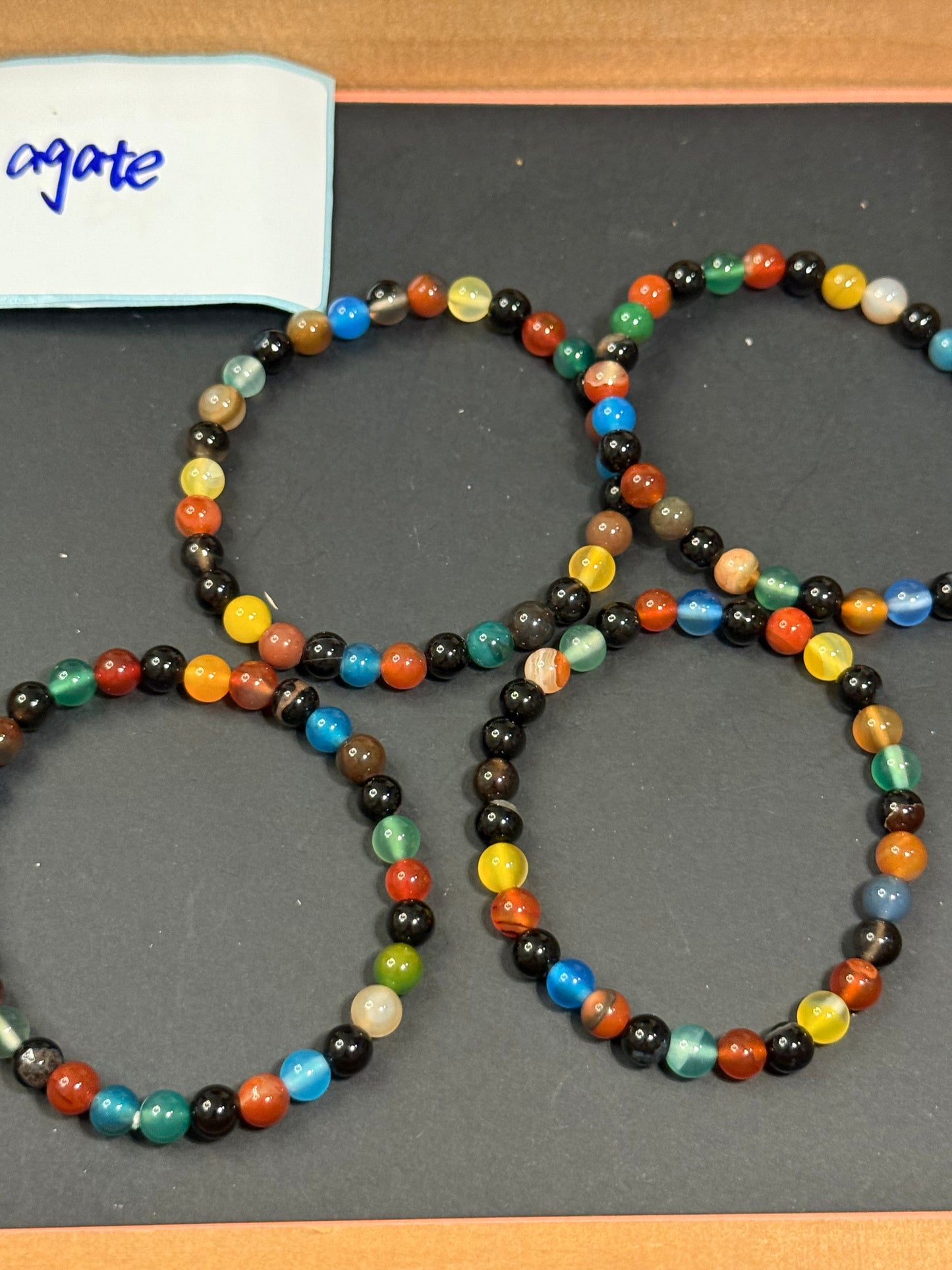 DESTASH -6mm Multi Color Agate about 23 per strand