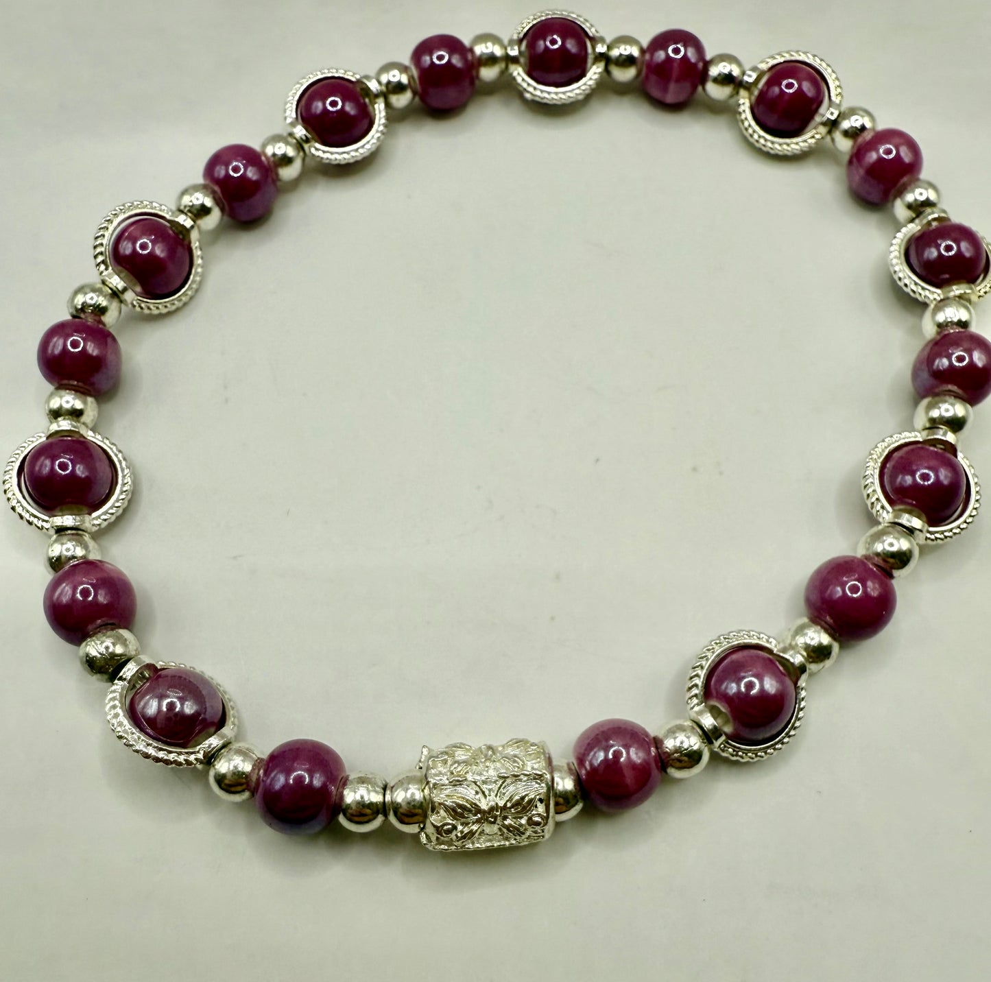 22” Purple Beaded Necklace & 7.5” Stretch Bracelet Set | Free Bracelet Resizing | Handmade Jewelry Gift for Her