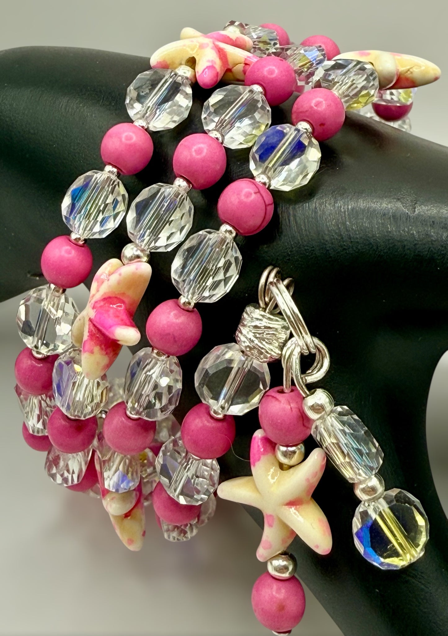 Pink Turquoise Starfish Wrap Bracelet