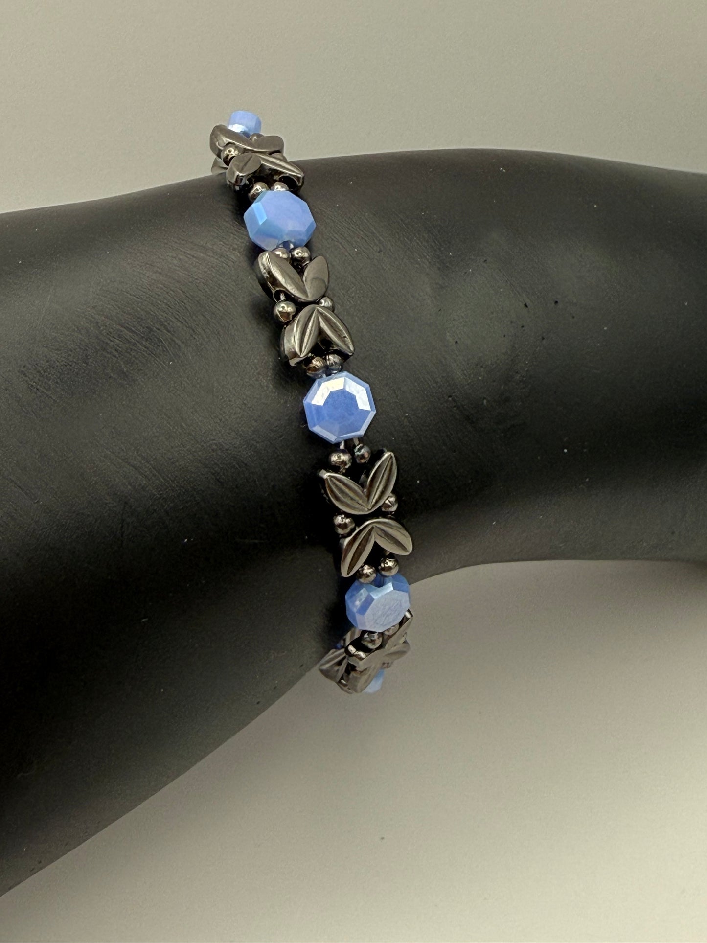 Blue and Black Butterfly Bracelet 7"