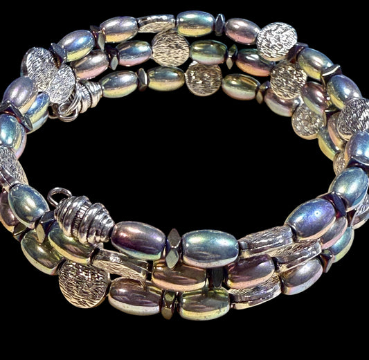 Rainbow Hematite Wrap Bracelet