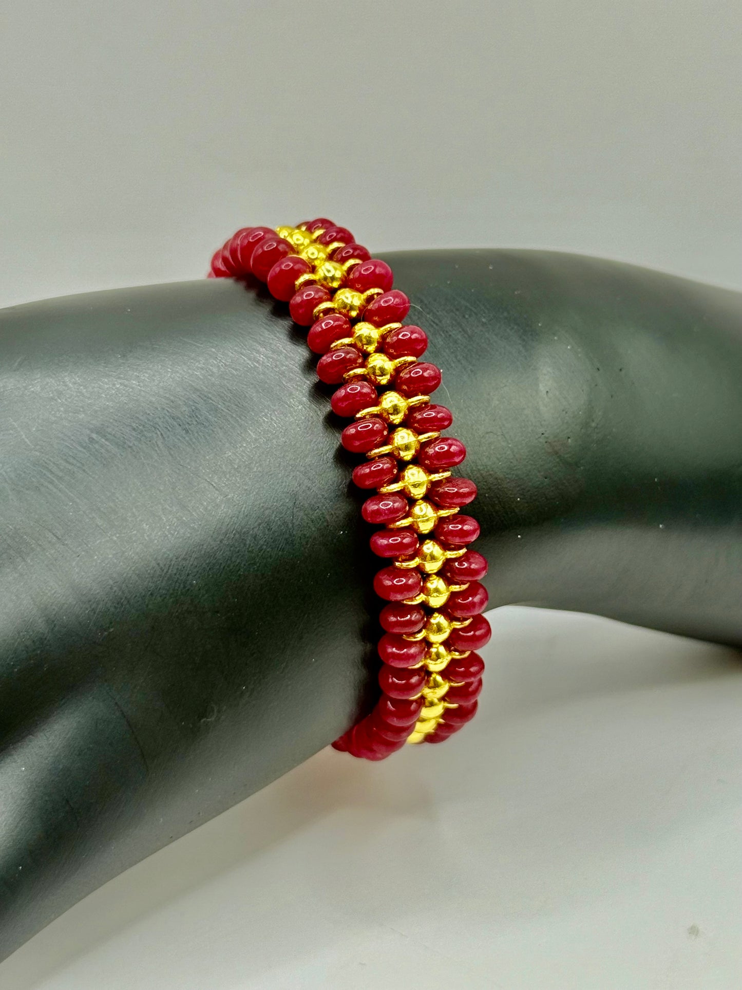 Ruby Gemstone Bracelet | 7.25” Ruby and Gold Bracelet | Natural Ruby Jewelry | Handmade Clasp Bracelet | Gift for Her