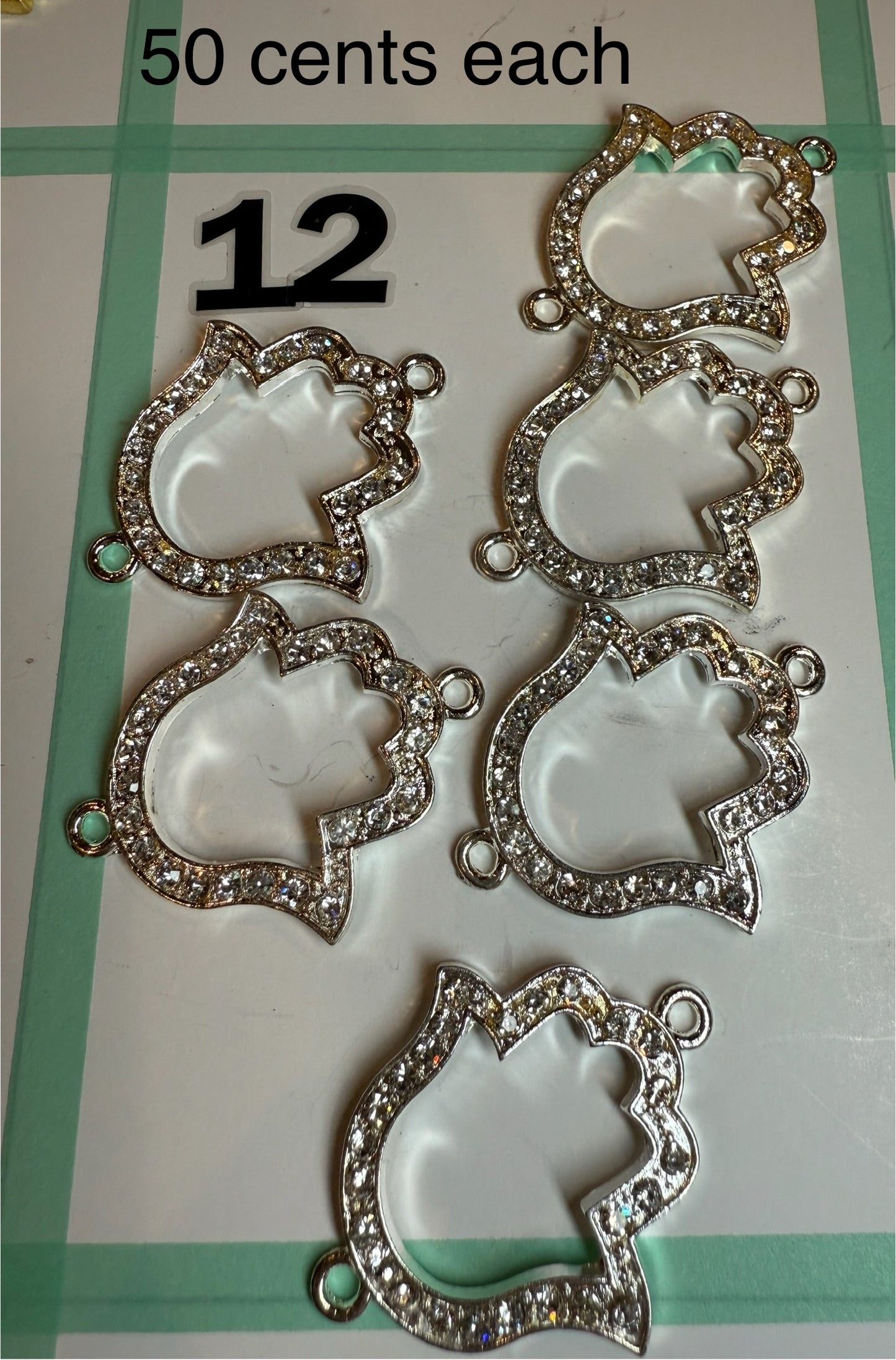 Destash - Hamsa Hand Silver & Rhinestone Connector