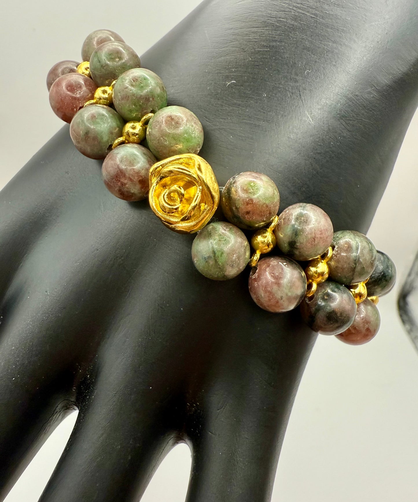 Colorful Unakite 8mm Double Strand Stretch Bracelet 7.75"