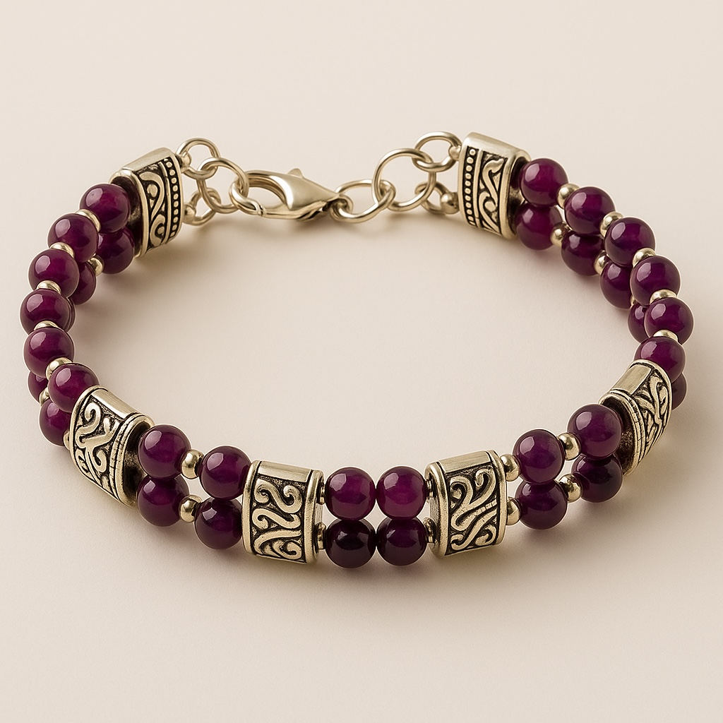 Purple Phosphosiderite Double Band Bracelet 7.5"