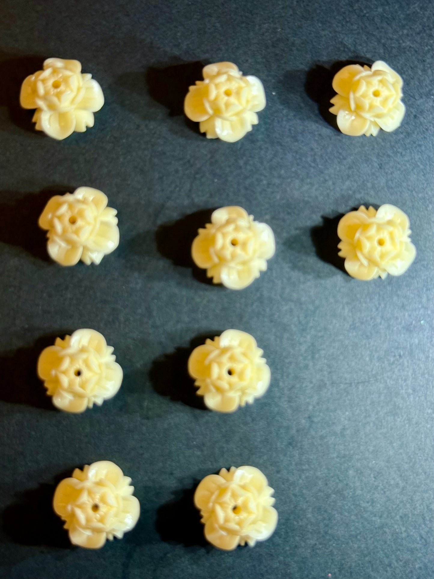 DESTASH - Natural Shell Carved Rose Bloom - Great for drop earrings. Set of 10
