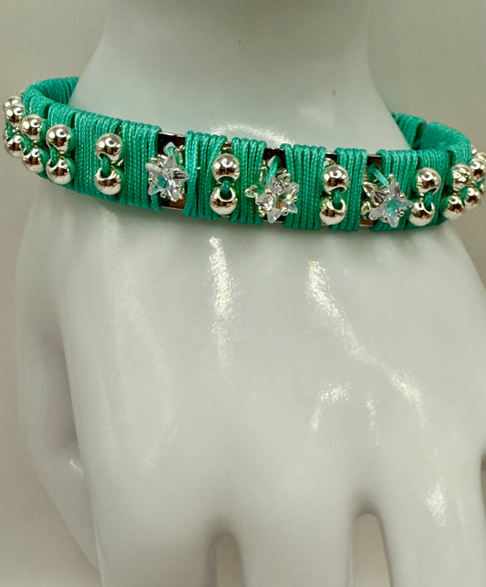 Teal Woven Corded Bangle | Fits 6.5”–7.5” Wrist | Prototype Bracelet at Discounted Price | Handmade Statement Jewelry