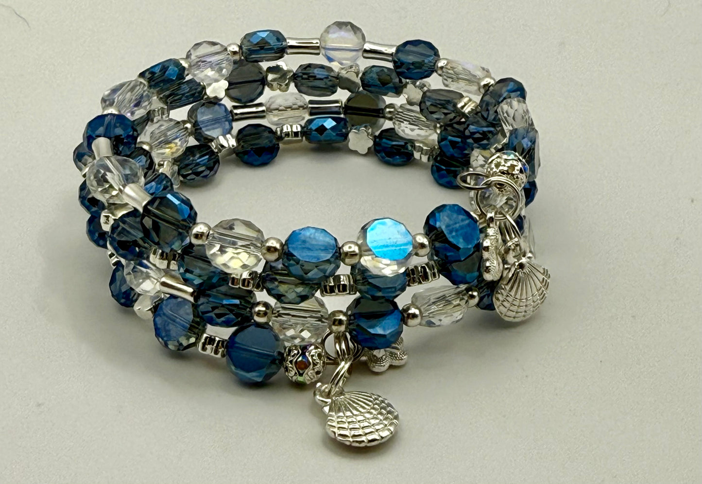 Caribbean Waters Wrap Bracelet with silver accents