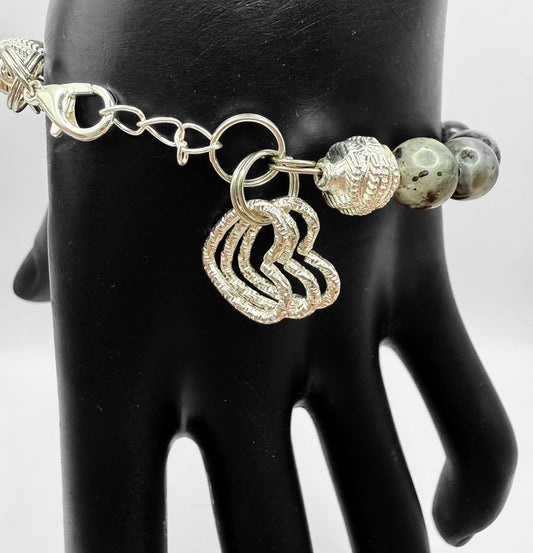 Spectrolite and Silver wired bracelet 7.5"
