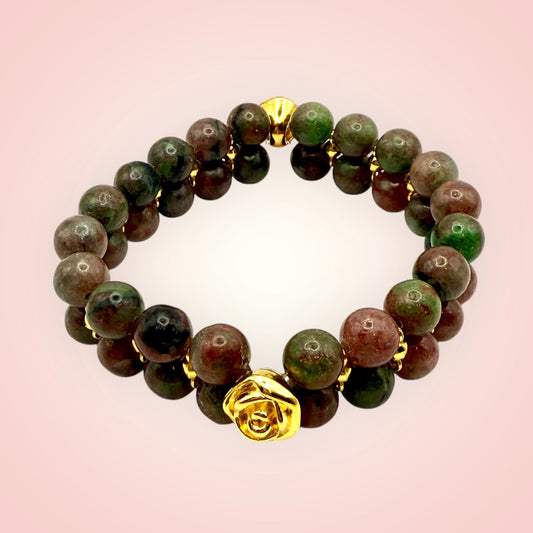 Colorful Unakite 8mm Double Strand Stretch Bracelet 7.75"
