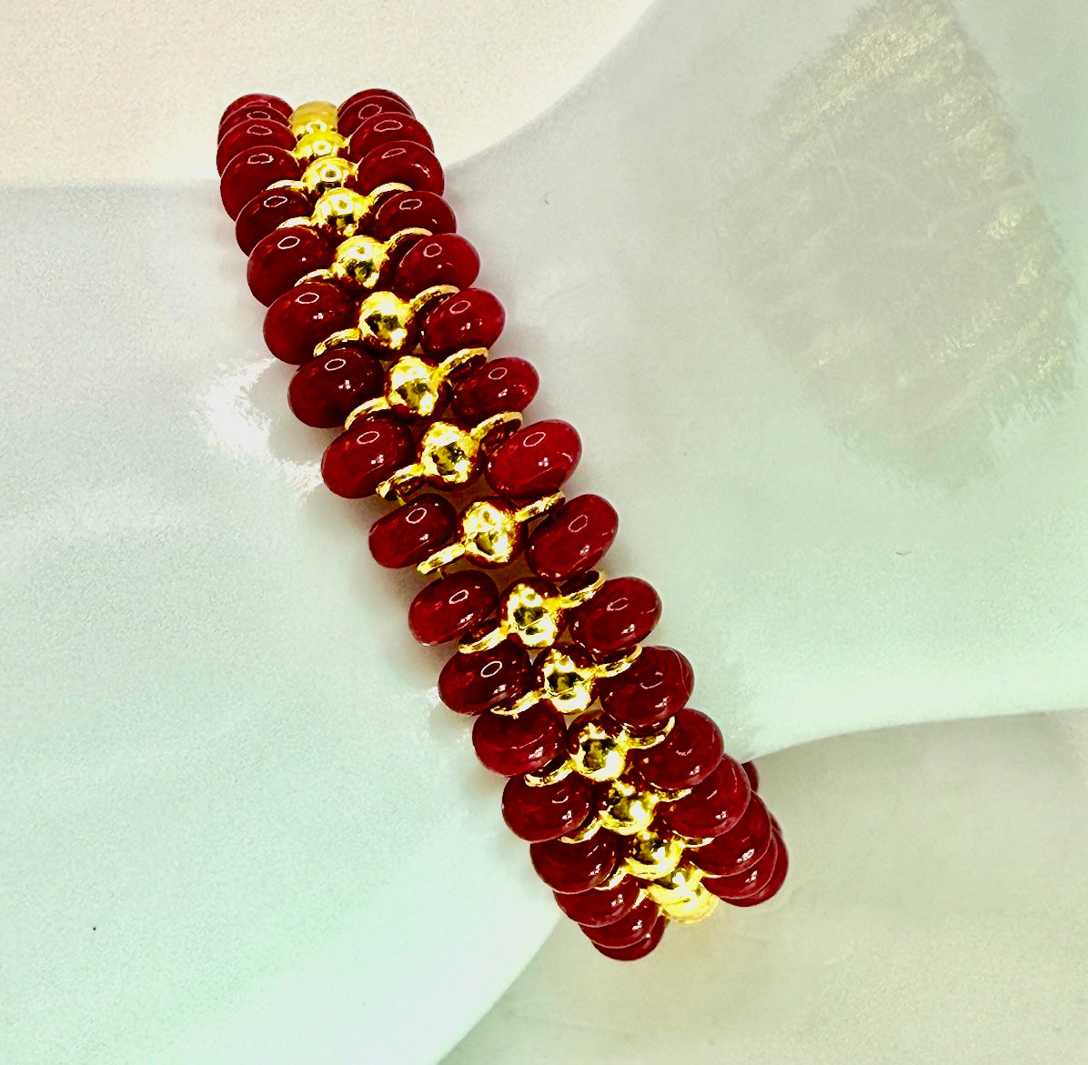 Ruby Gemstone Bracelet | 7.25” Ruby and Gold Bracelet | Natural Ruby Jewelry | Handmade Clasp Bracelet | Gift for Her