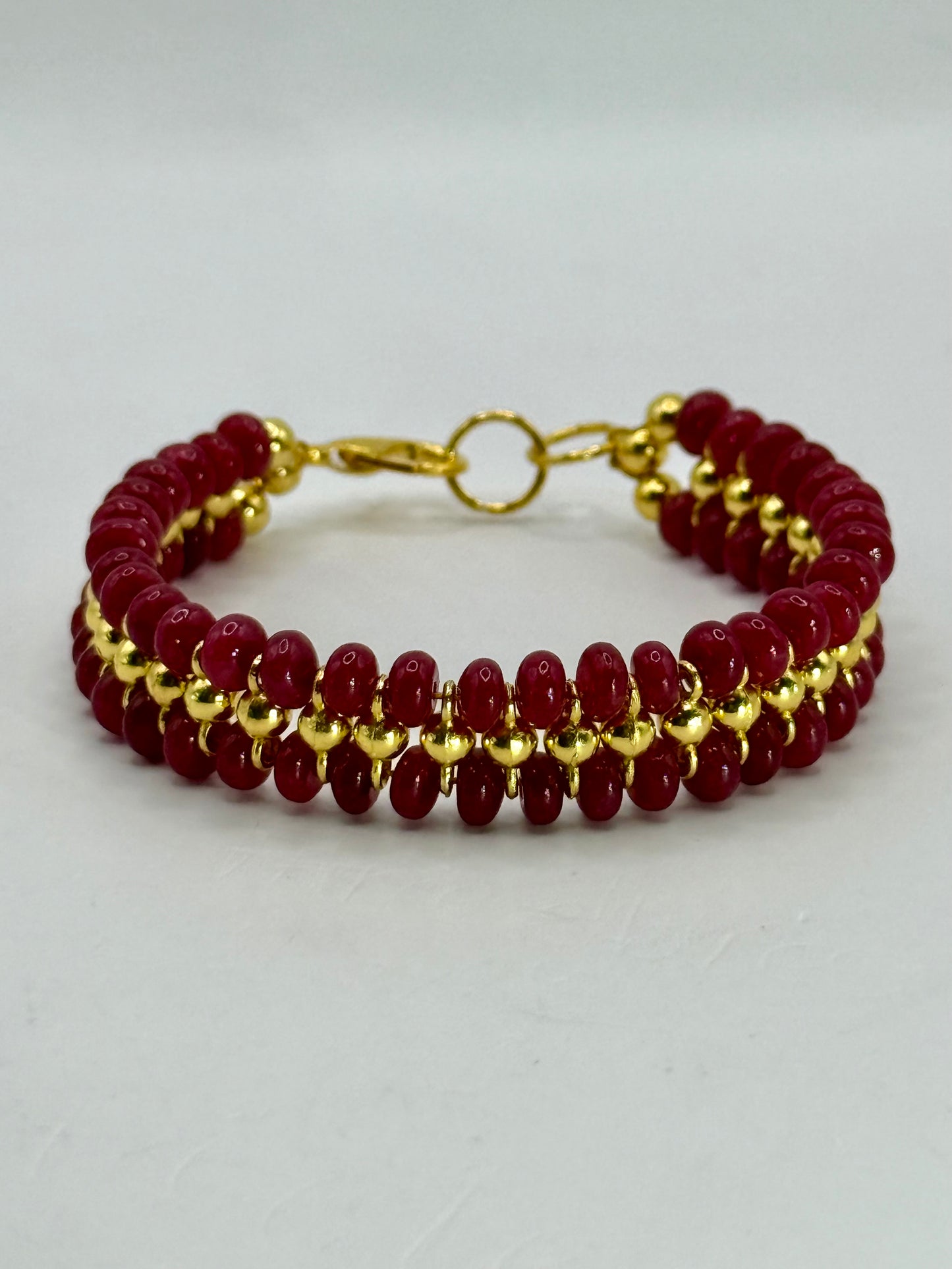 Ruby Gemstone Bracelet | 7.25” Ruby and Gold Bracelet | Natural Ruby Jewelry | Handmade Clasp Bracelet | Gift for Her