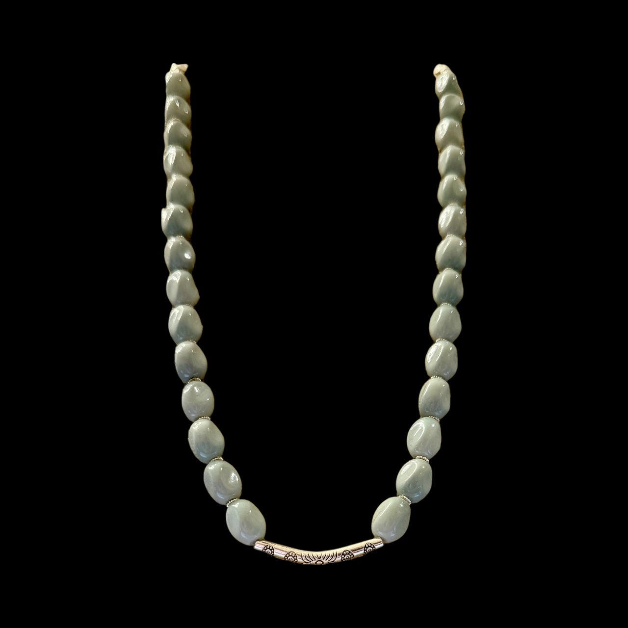 24” Light Sage Green Beaded Necklace - Soft Green | Coastal Boho Handmade Necklace