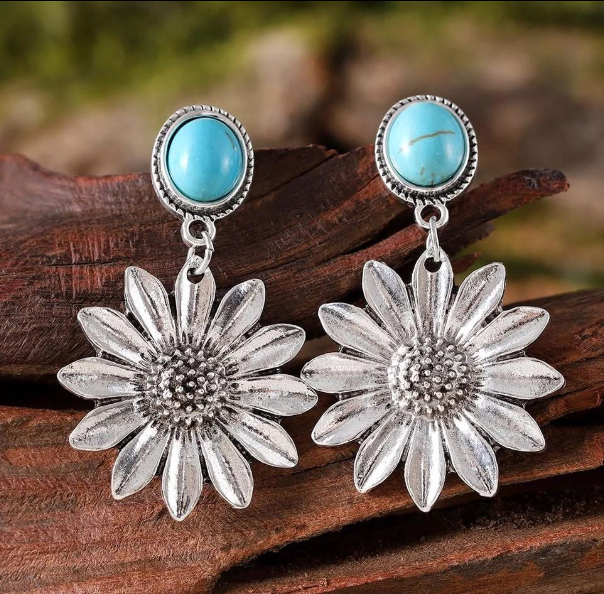 Silver Plated Daisy Earrings with Howlite Earrings