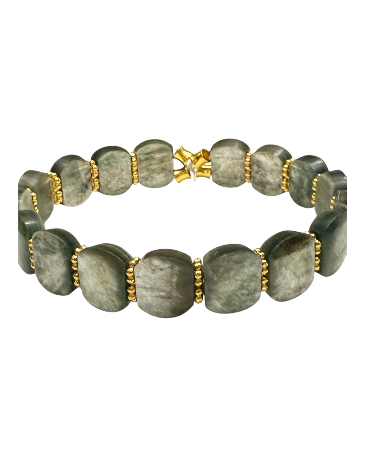 Green Mica stretch bangle 7.75"