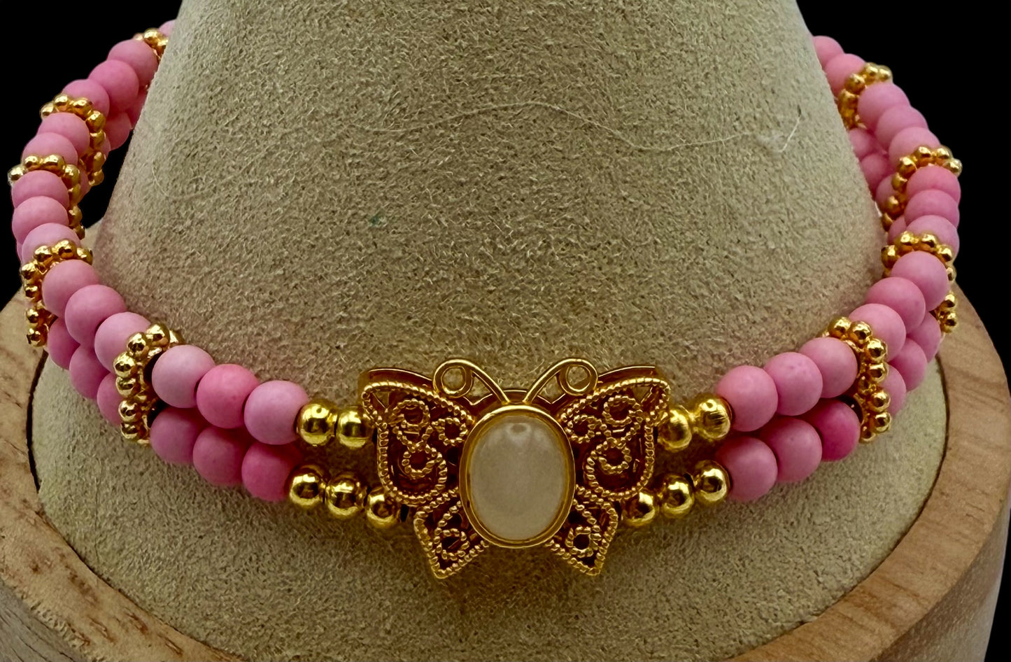 Pink Turquoise Butterfly Double Banded Bracelet