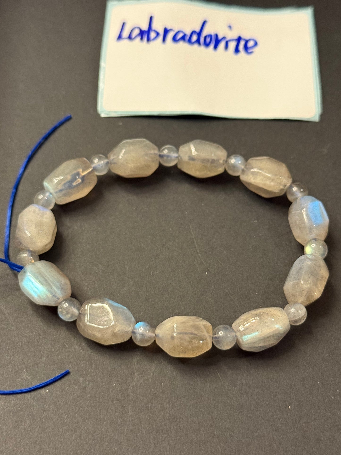 DESTASH -Labradorite Freeform Barrel Shape Bead 11 barrel and 11 small round