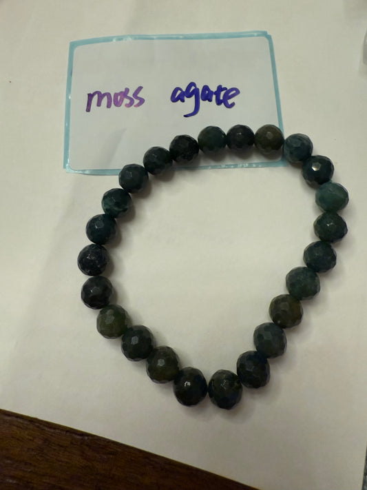 DESTASH - 8mm Faceted Moss Agate