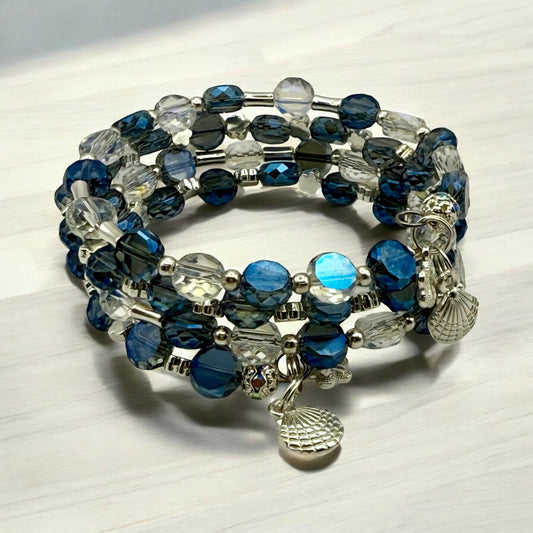 Caribbean Waters Wrap Bracelet with silver accents