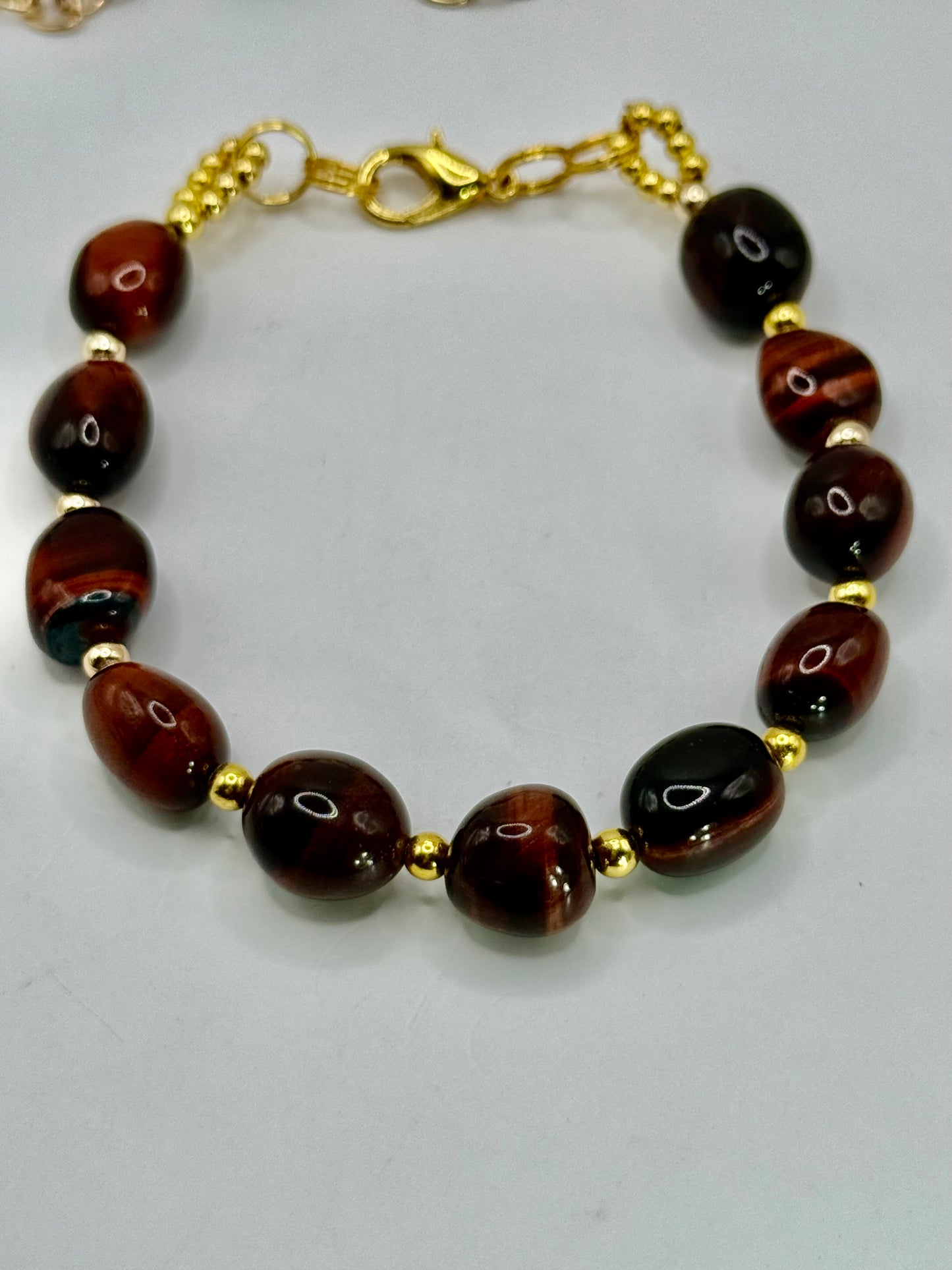 26” Tiger Eye Nugget Necklace with 8” Matching Bracelet | Gold Tone Chain Set | Handmade Gemstone Jewelry by LuckyCharm Boutique TX